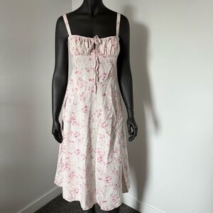 🌿 Sim & Sam Pink Floral Midi Sundress - Size M